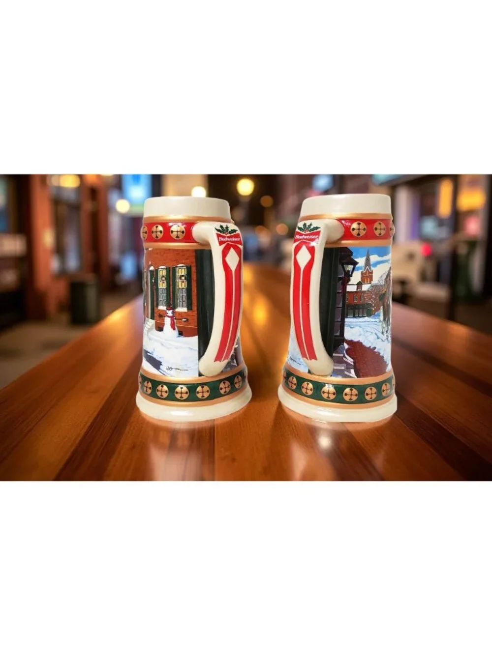 2-Vintage 1993 Budweiser Holiday Stein Collection "Hometown" Holiday Ceramic Bee - Picture 2 of 10